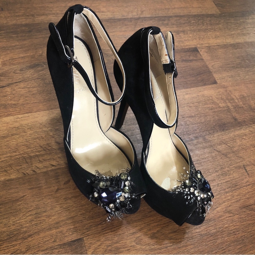 Enzo Angiolini feather jewel platform stilettos Size 8.5
